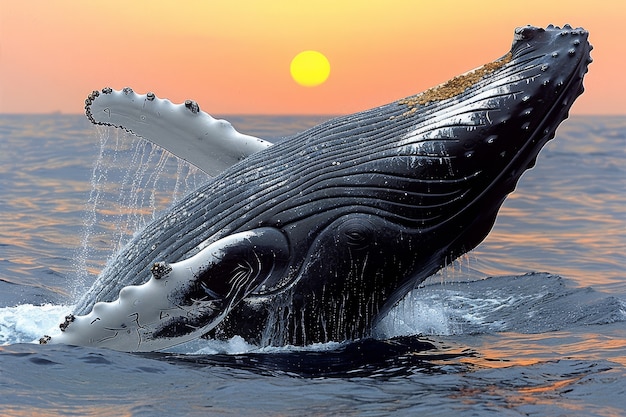 Free photo beautiful whale crossing the ocean