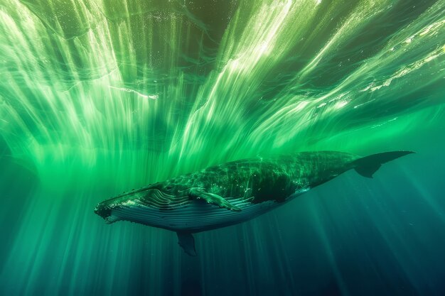 Beautiful whale crossing the ocean