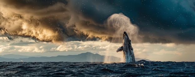 Free Photo beautiful whale crossing the ocean