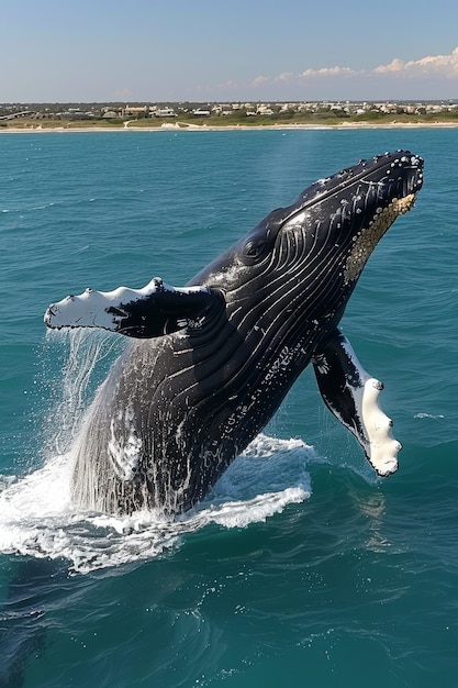 Free photo beautiful whale crossing the ocean