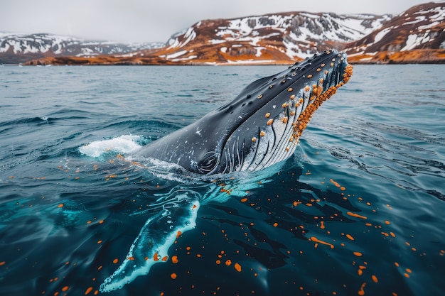 Free photo beautiful whale crossing the ocean