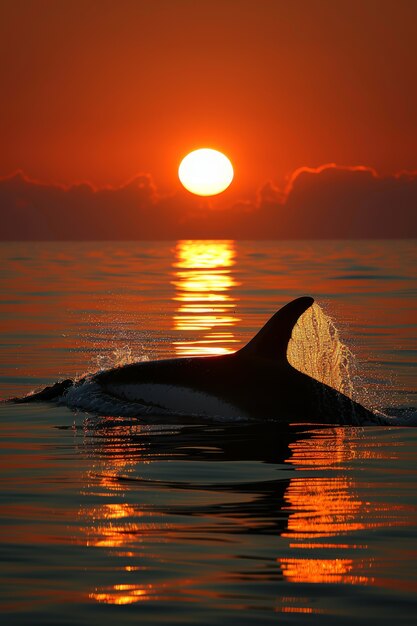 Beautiful whale crossing the ocean