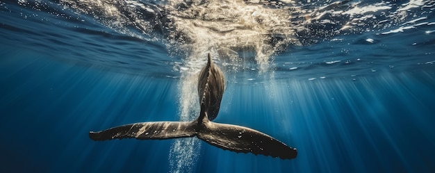 Free photo beautiful whale crossing the ocean