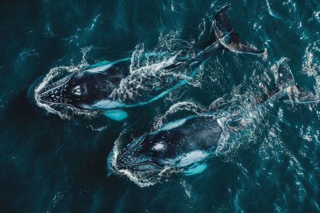 Beautiful whale crossing the ocean