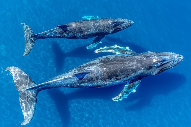 Free Photo beautiful whale crossing the ocean