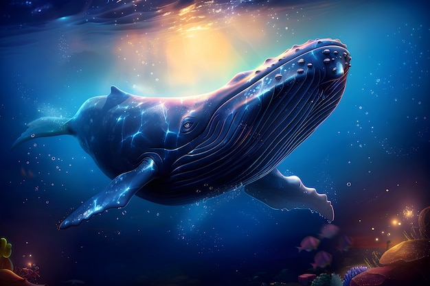 Free photo beautiful whale digital art