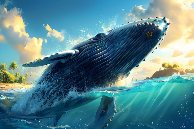 Free photo beautiful whale digital art