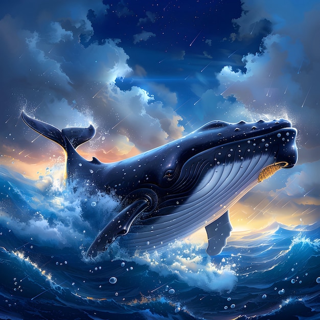 Free photo beautiful whale digital art