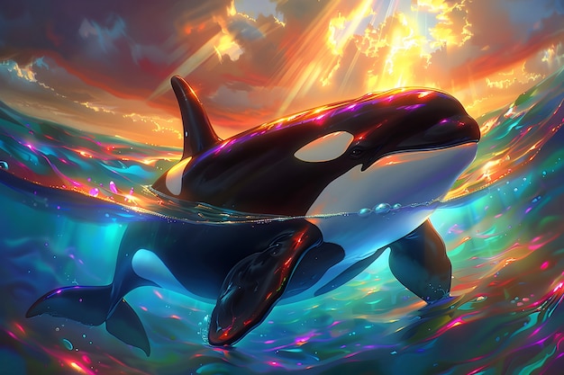 Free Photo beautiful whale digital art