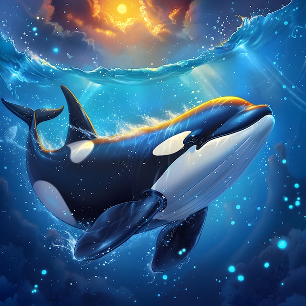 Free photo beautiful whale digital art