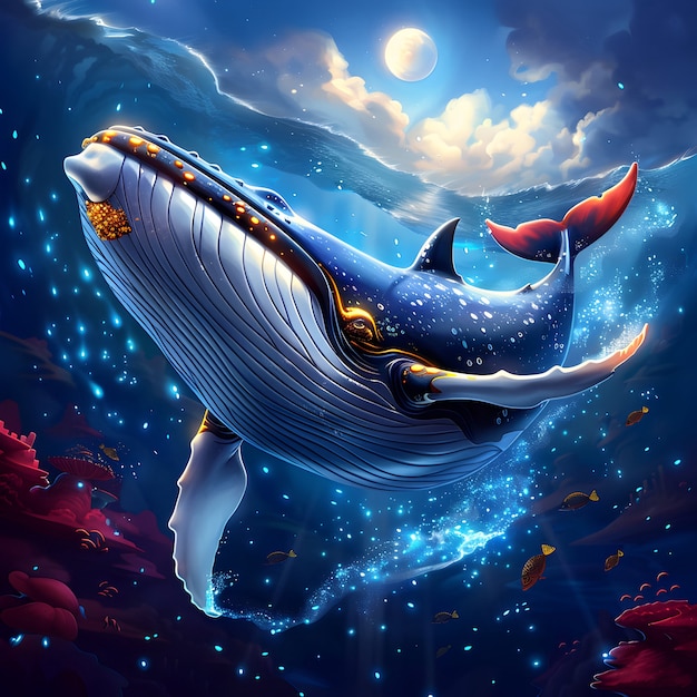 Free photo beautiful whale digital art