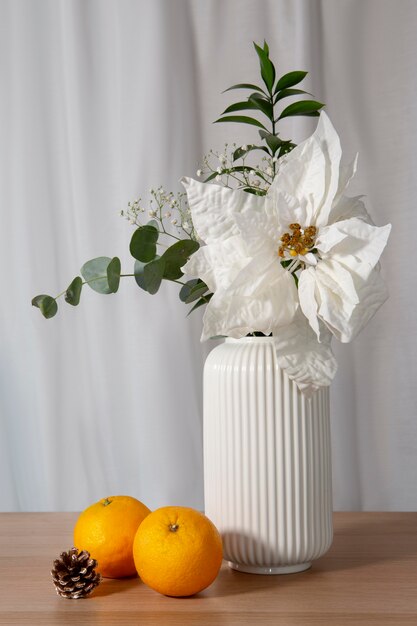 Beautiful white poinsettia composition