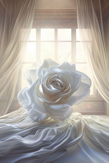 Free photo beautiful white rose indoors