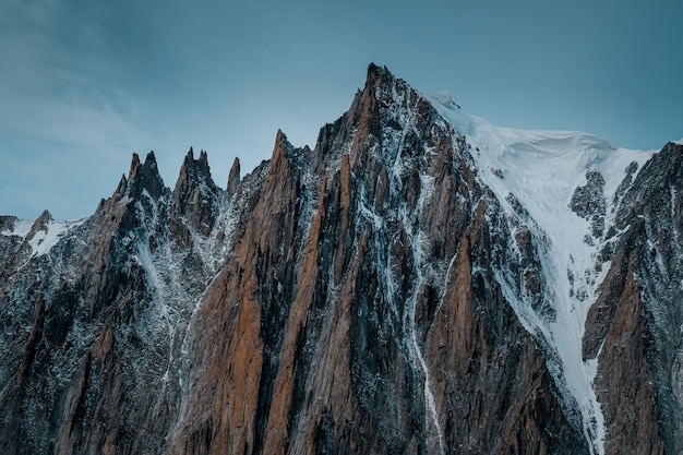 Beautiful wide shot of ruth glaciers covered in snow