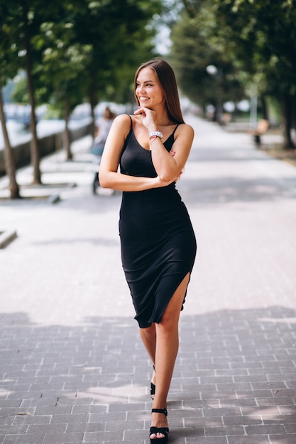 Beautiful woman in black dress