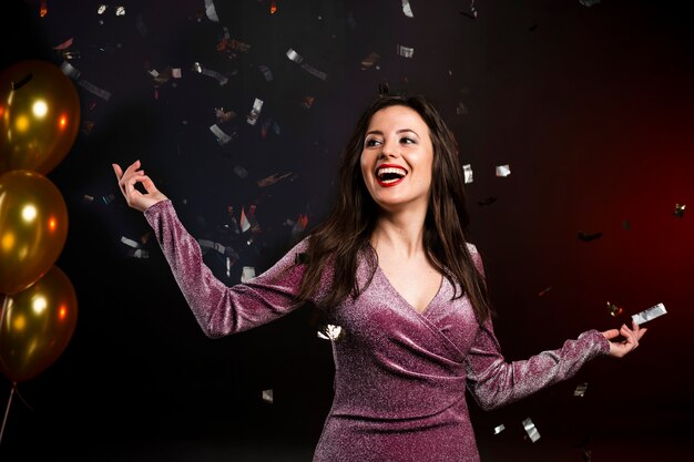 Beautiful woman celebrating new years eve