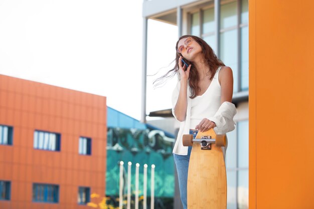 Beautiful woman in a clean urban environment