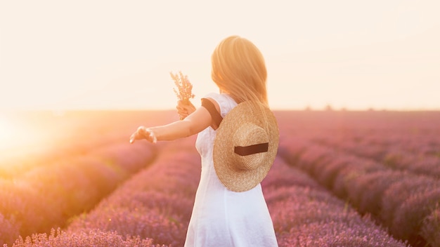 Free photo beautiful woman enjoying the nature