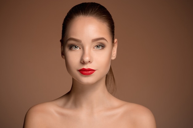 Beautiful woman face portrait close up