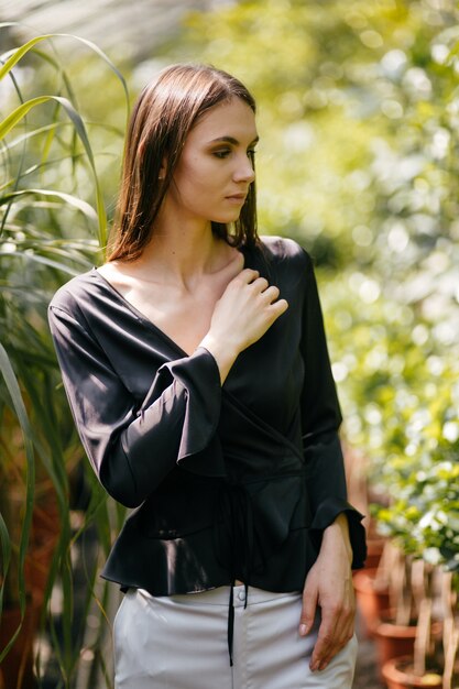 Beautiful woman portrait in garden