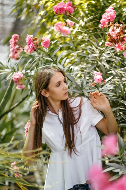 Beautiful woman portrait in garden