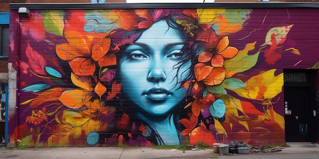 Beautiful woman portrait graffiti