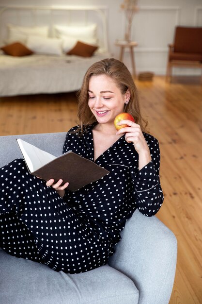 Beautiful woman reading a book