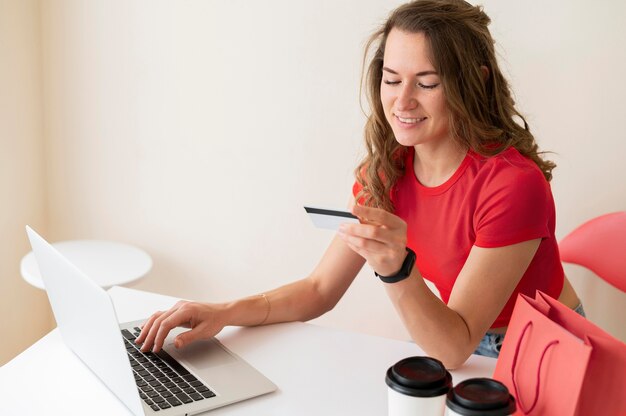 Beautiful woman ready to shop online