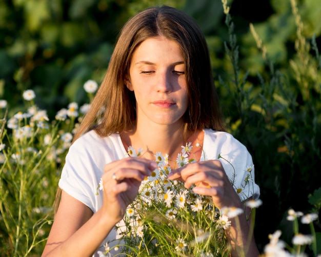 Beautiful woman relaxing in nature