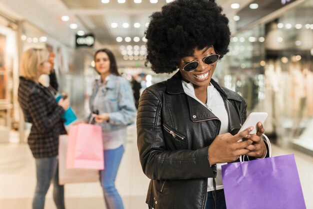 Beautiful woman shopping with friends