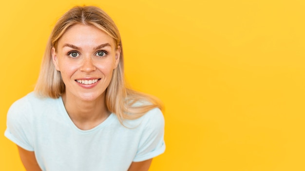 Beautiful woman smiling with copy-space