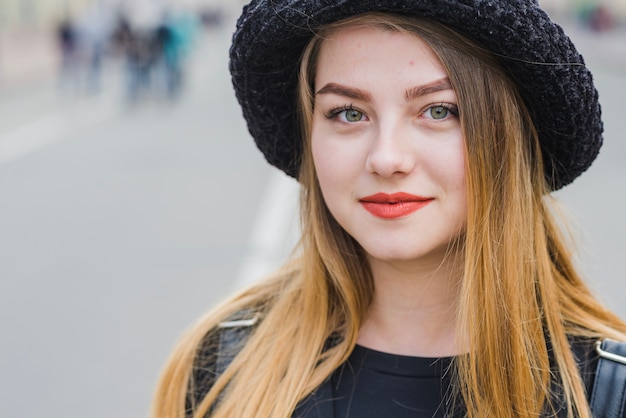 Beautiful woman on street