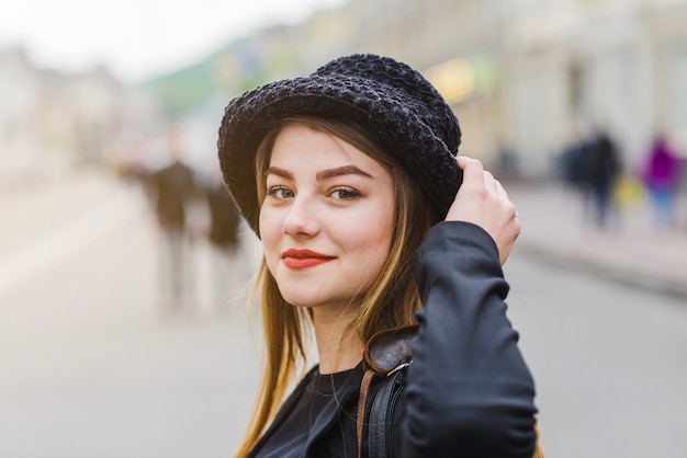 Beautiful woman on street