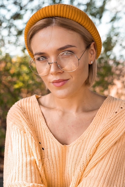 Beautiful woman wearing glasses