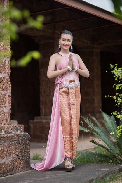 Beautiful Woman wearing typical Thai dress