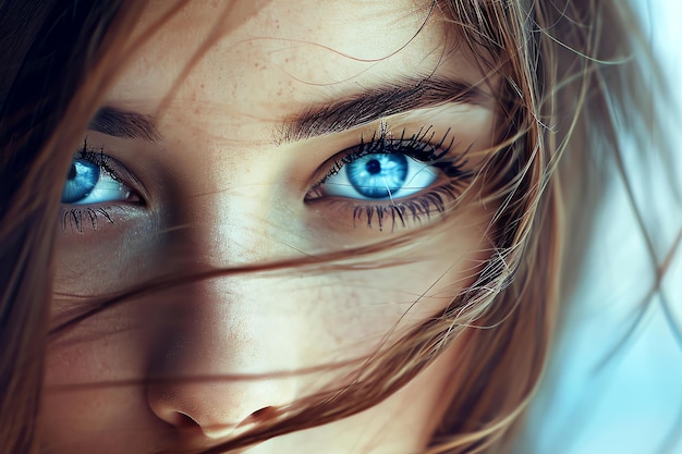 Free photo beautiful woman with clear blue eyes ai generated