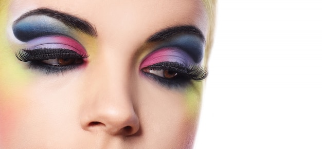 Beautiful woman with colorful make-up