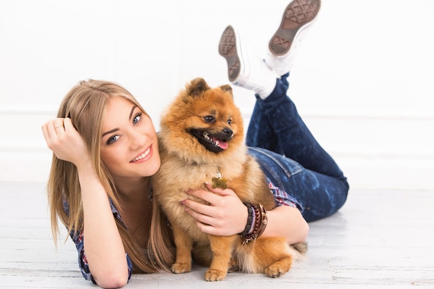 Beautiful woman with dog