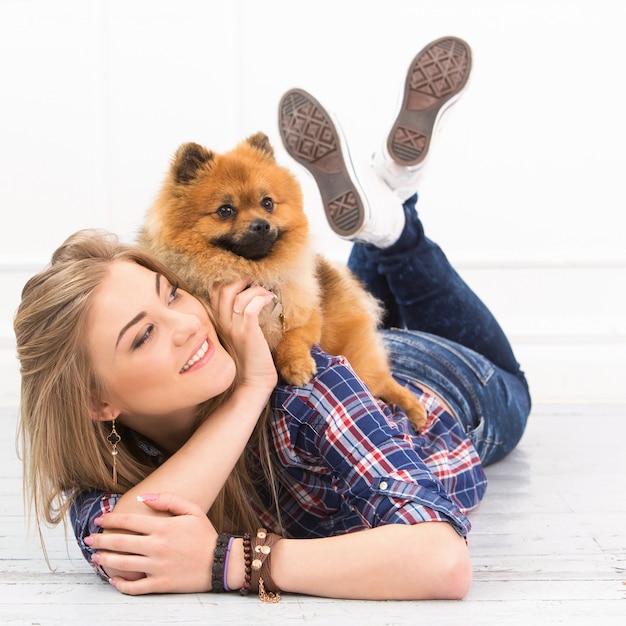 Beautiful woman with dog