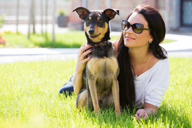 Beautiful woman with dog