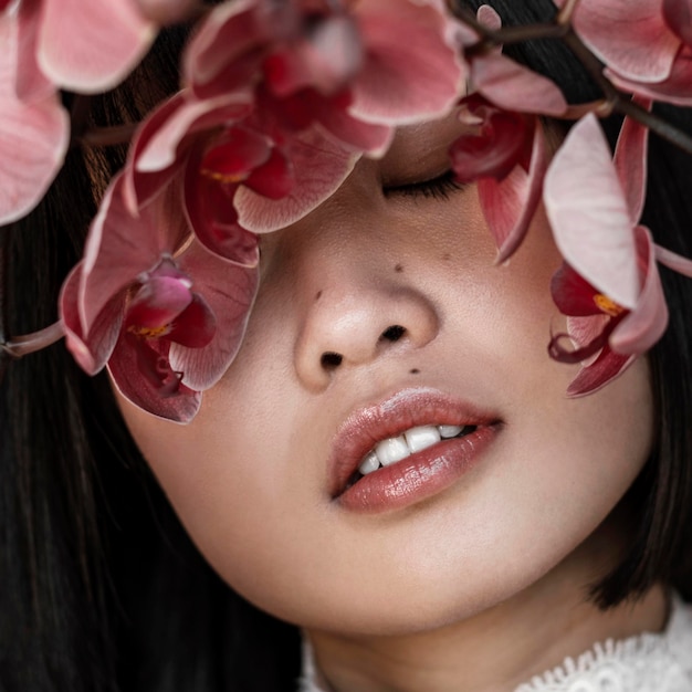 Beautiful woman with flowers