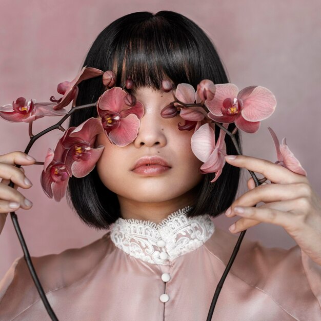 Beautiful woman with flowers