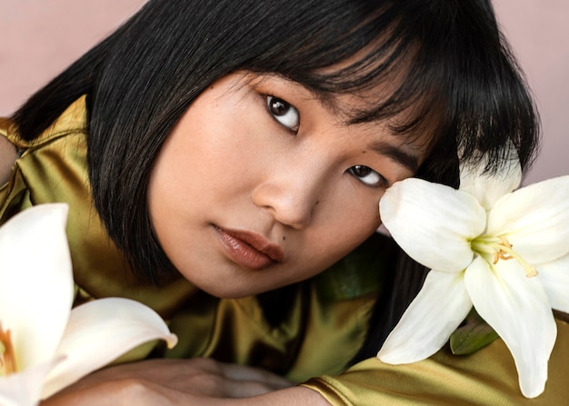 Beautiful woman with flowers