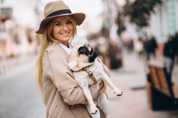 Beautiful woman with her dog