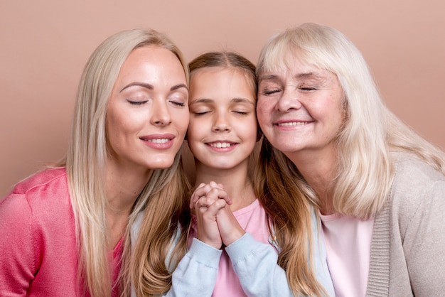 Beautiful women generation posing with eyes closed