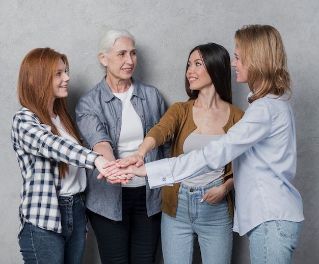 Beautiful women support each other