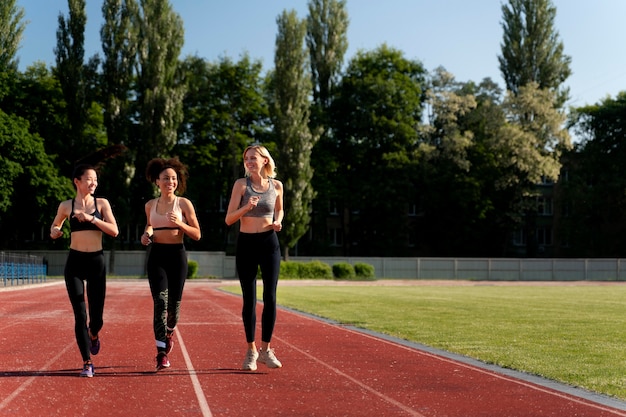 Beautiful women training for a running competition