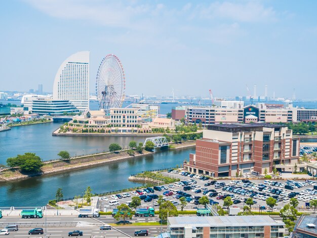 Beautiful Yokohama skyline city in japan