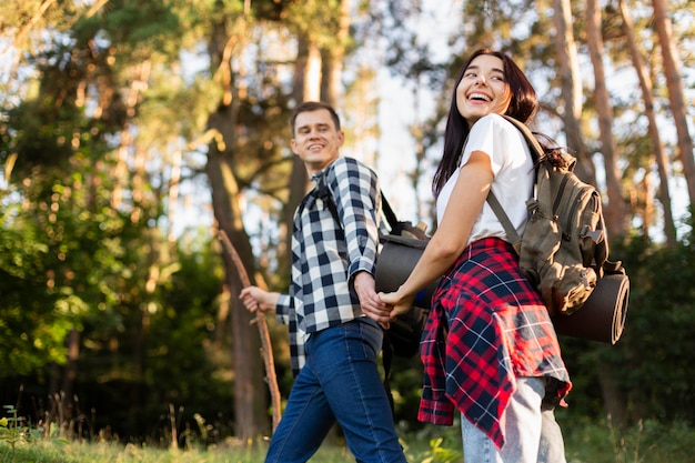 Beautiful young couple travelling together