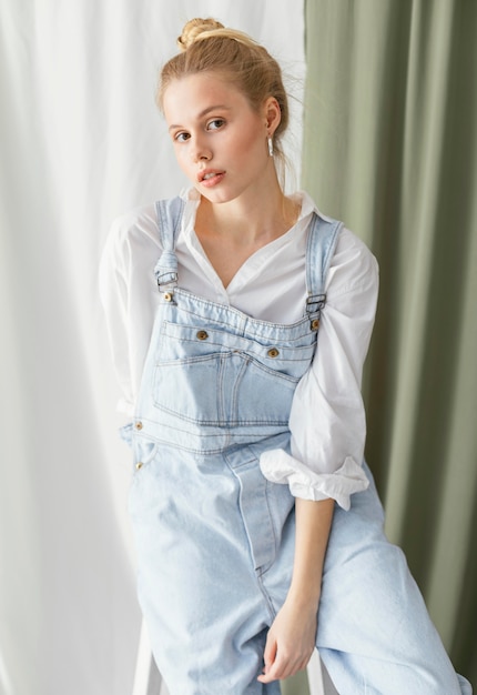 Beautiful young female wearing jumpsuit